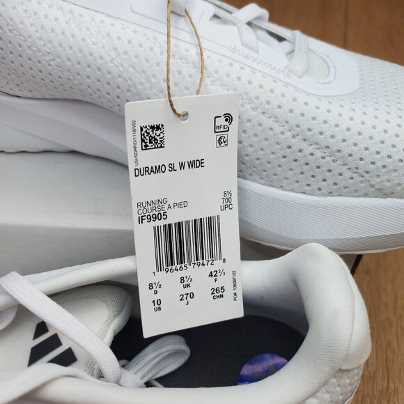 Adidas Duramo SL W Wide Size 10 IF9905 Triple White Womens Running Shoes - Picture 6 of 12